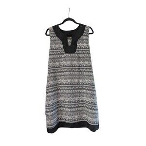 Raya Sun Dress Womens Large Shift Black Print Sleeveless V Neck